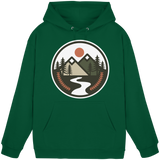 Front view of Arvenzo Open Ground hoodie, unisex design in bottle green with a simple, classic hoodie style.