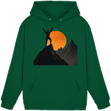 Front view of Arvenzo Bold Ascent unisex hoodie in bottle green, showcasing a classic fit and soft fabric.