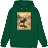 Arvenzo Calm Shore hoodie in bottle green, front view, unisex casual hoodie with a relaxed fit and soft fabric.