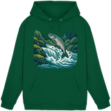 Front view of a unisex silver run hoodie by Arvenzo in bottle green, showcasing the basic hoodie design.