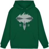 Arvenzo Mirror Lake Hoodie in bottle green, front view, unisex casual hoodie with simple design and comfortable fit.