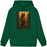 Front view of Arvenzo Deep Timber unisex hoodie in bottle green, featuring a classic hood and casual fit.