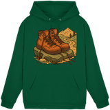 Front view of Arvenzo Trail Rest Hoodie, unisex bottle green hoodie with a casual fit and soft fabric for outdoor comfort.