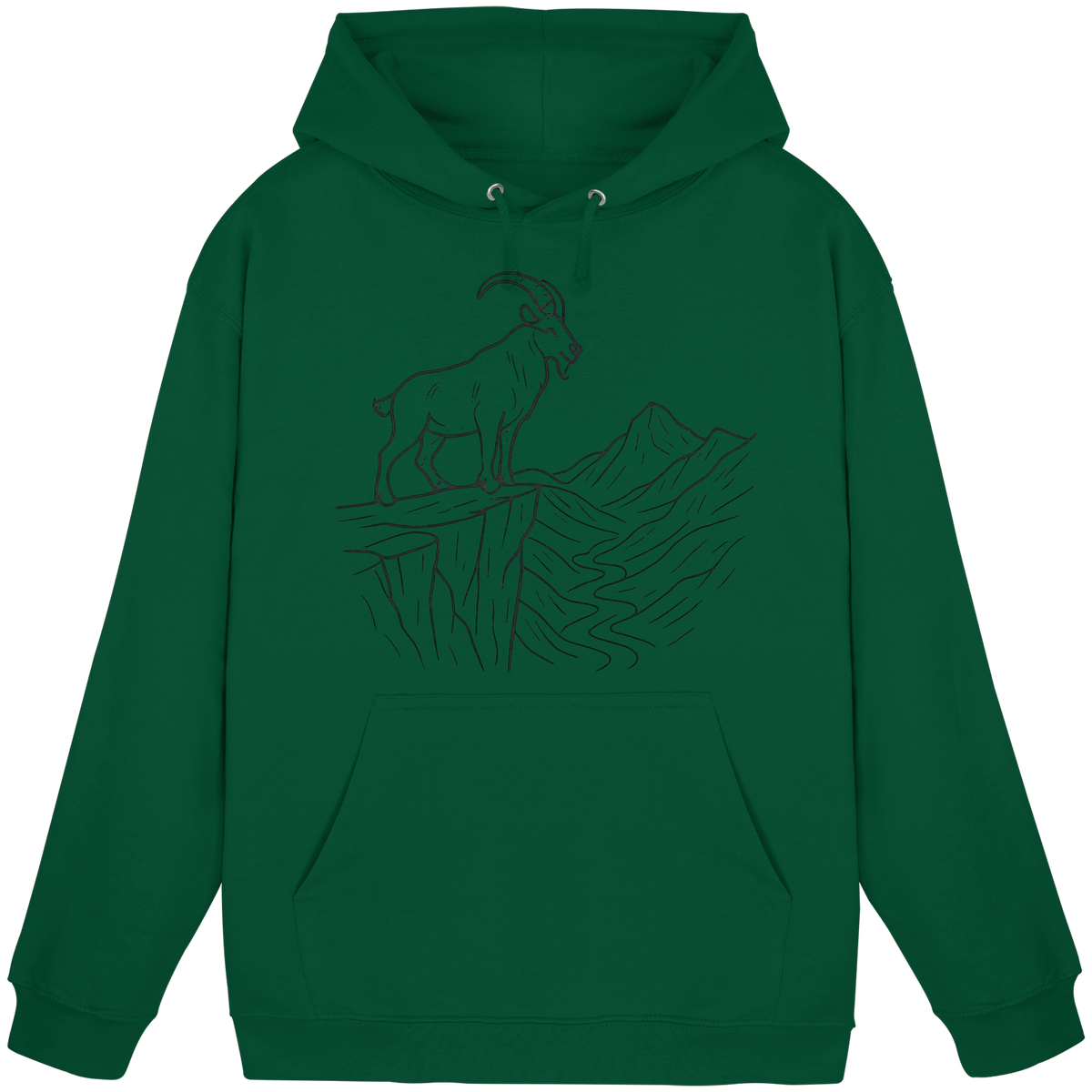 Arvenzo Cliff Edge hoodie in bottle green, front view of a unisex hoodie with simple design and soft fabric.