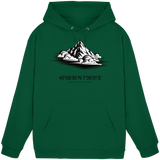 Arvenzo Summit Point unisex hoodie in bottle green, front view showing classic hood and relaxed fit.