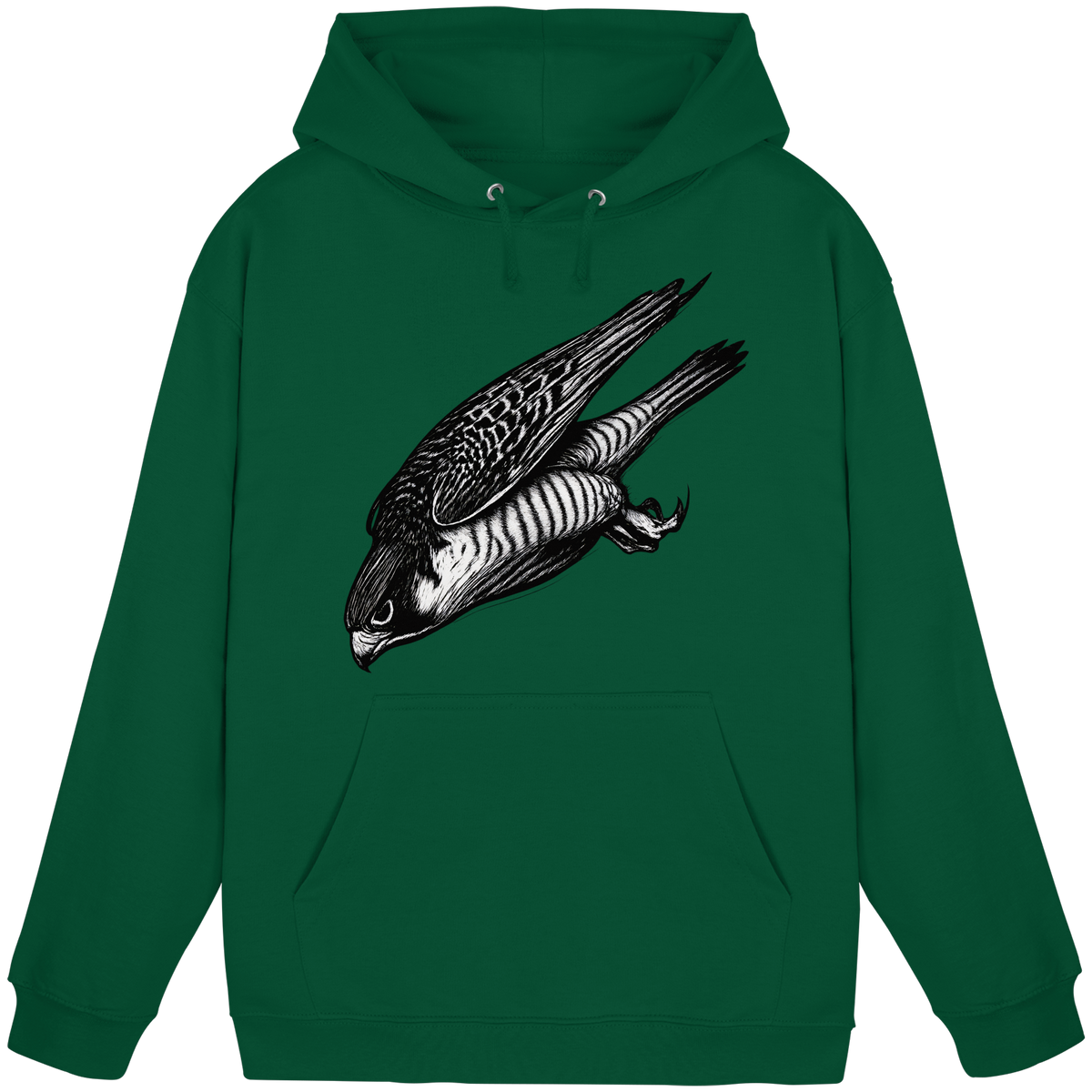 Arvenzo Swift Dive hoodie in bottle green, front view showing unisex design and simple style.
