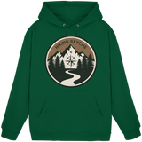 Unisex Bottle Green Trail Crest Hoodie by Arvenzo, front view showing a casual hoodie with a simple design.