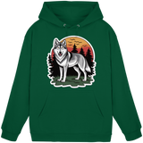 Unisex bottle green hoodie from Arvenzo with front design, casual fit, and drawstring hood on a plain background.