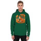 Arvenzo Ember Trail hoodie in bottle green, front view, unisex casual hoodie with a relaxed fit and soft fabric.