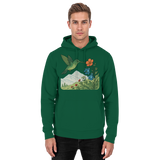 Arvenzo Bloom Wing hoodie in bottle green, front view, unisex casual hoodie with a simple design and comfortable fit.