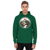 Unisex Arvenzo Open Ground hoodie in bottle green, front view showing a simple, casual hoodie with a front pocket.