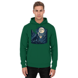 Front view of Arvenzo Silver Howl hoodie in bottle green, a unisex casual hoodie with a simple design and comfortable fit.