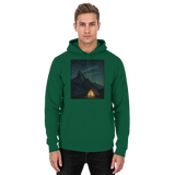 Arvenzo North Light hoodie in bottle green, front view, unisex design with a comfortable fit and minimalist style.