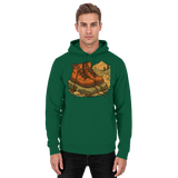 Unisex Bottle Green Trail Rest Hoodie by Arvenzo with front design, soft fabric, and a relaxed fit, perfect for outdoor activities.