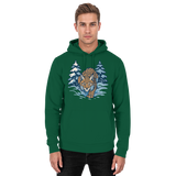 Arvenzo Snow Lynx hoodie in bottle green, unisex front view showing casual hoodie with a snow lynx graphic design