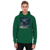 Arvenzo Pack North hoodie in bottle green, front view, unisex hoodie with a simple design, casual and comfortable fit.