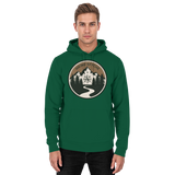 Front view of Arvenzo Trail Crest hoodie in bottle green, unisex design with a casual fit and minimalist style.