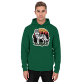 Front view of Arvenzo Lone Dusk unisex hoodie in bottle green with a simple, classic design and a hood for casual wear.