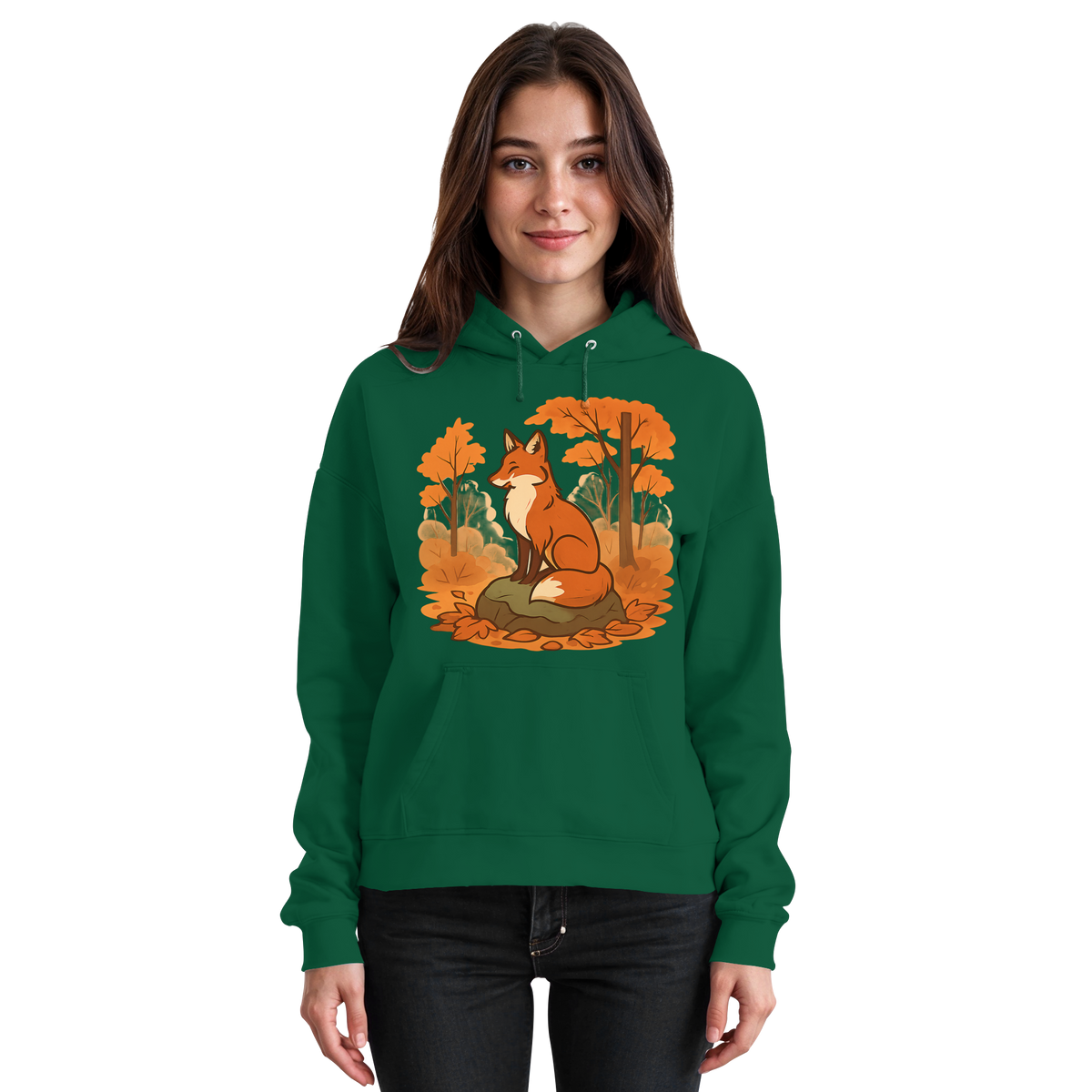 Unisex Ember Trail Hoodie by Arvenzo in bottle green, front view showing a casual hoodie with a relaxed fit.