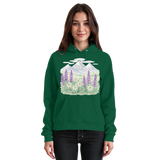 Arvenzo Alpine Bloom hoodie in bottle green, front view, unisex casual hoodie with a simple design and soft fabric.