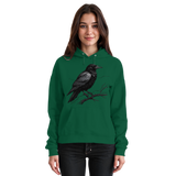 Front view of Arvenzo Dark Raven Hoodie in bottle green, unisex design with a casual, comfortable fit and minimalist style.