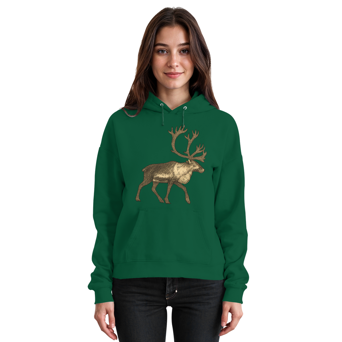Arvenzo Tundra Walk hoodie in bottle green, front view of a basic unisex hoodie with a relaxed fit and soft fabric.