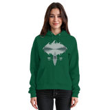 Arvenzo Mirror Lake Hoodie in bottle green, unisex front view with a casual fit and soft fabric.