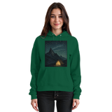 Arvenzo North Light Hoodie in bottle green, unisex front view showing a casual, comfortable hoodie with a hood and front pocket.