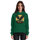 Front view of Arvenzo Iron Wing unisex hoodie in bottle green with a simple design and hood, casual and comfortable fit.