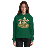 Arvenzo Forest Floor hoodie in bottle green, front view, unisex casual hoodie with forest-themed design and comfortable fit