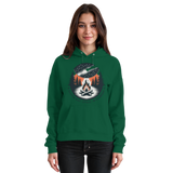 Bottle green unisex Star Map Hoodie by Arvenzo, front view showing starry design on soft cotton fabric.