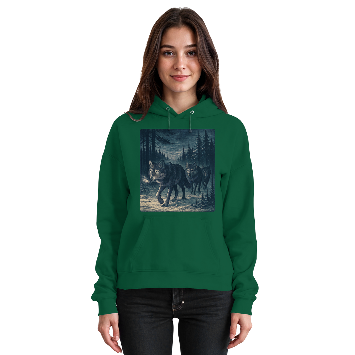 Arvenzo Pack North hoodie in bottle green, unisex hoodie with front design, casual style, and comfortable fit.
