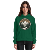 Front view of Arvenzo Trail Crest Hoodie in bottle green, unisex hoodie with a simple design and comfortable fit.