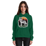 Front view of Arvenzo Lone Dusk unisex hoodie in bottle green with a simple, classic design and comfortable fit.