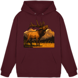 Front view of Arvenzo Elk Meadow hoodie in burgundy, unisex design with a simple, classic fit and soft fabric.