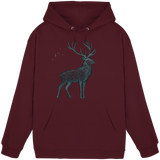 Front view of a burgundy unisex Mist Crown Hoodie by Arvenzo, showing a simple hoodie design with a hood and front pocket.