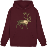 Front view of Arvenzo Tundra Walk unisex hoodie in burgundy, showcasing a simple, casual design with a hood and long sleeves.
