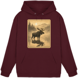 Front view of burgundy Arvenzo Calm Shore unisex hoodie with a simple design and soft fabric.