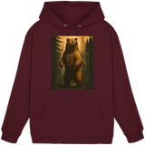 Front view of Arvenzo Deep Timber unisex hoodie in burgundy with a simple design and adjustable drawstring hood.