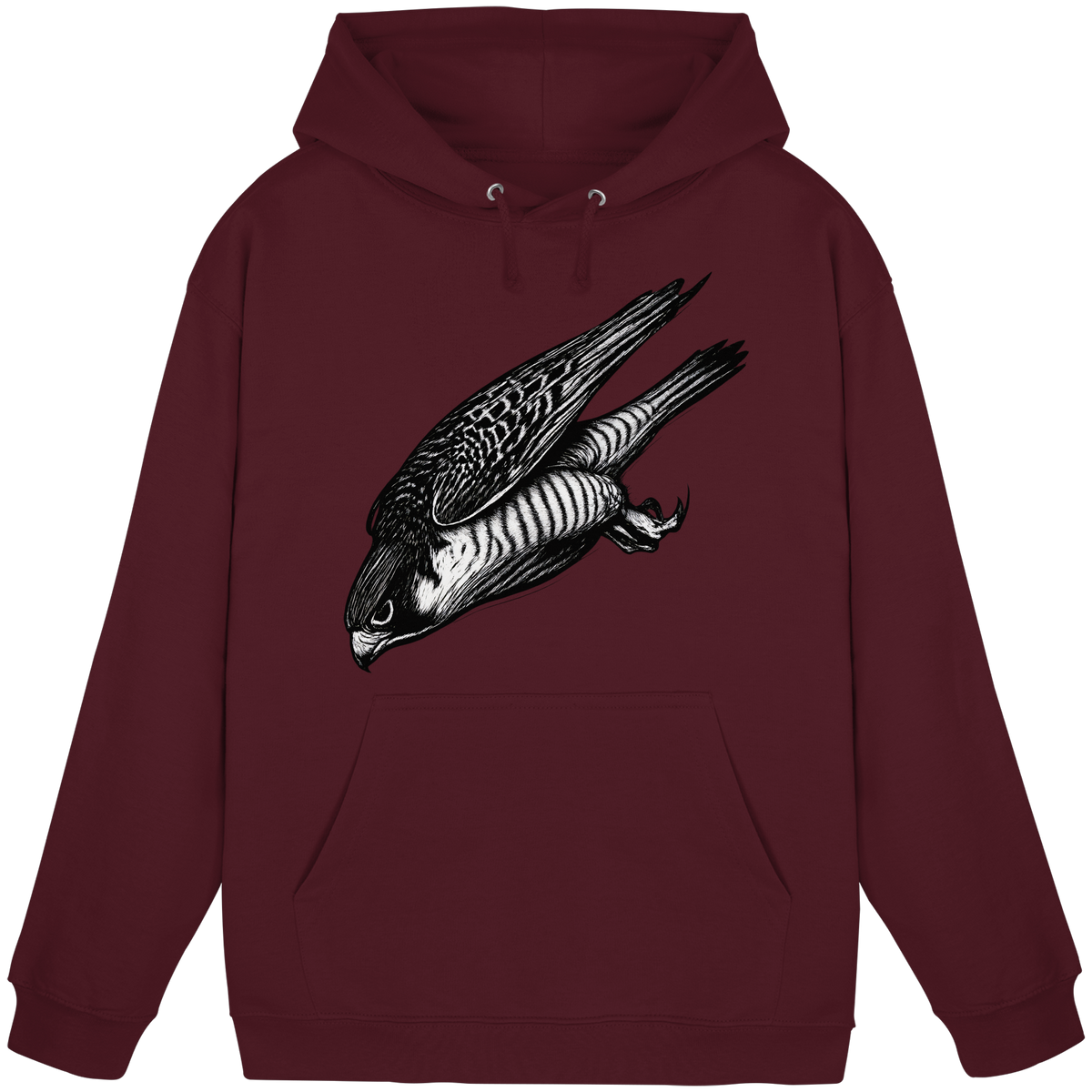 Arvenzo Swift Dive unisex hoodie in burgundy with front design, casual fit, and soft fabric for comfortable everyday wear.