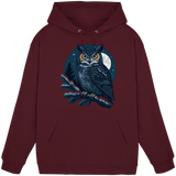 Front view of Arvenzo Night Watch hoodie in burgundy, unisex hoodie with a simple design and comfortable fit.