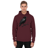 Unisex burgundy hoodie from Arvenzo with a front view, featuring a classic design and soft fabric for casual wear.