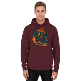 Unisex burgundy Dirt Rush Hoodie by Arvenzo, front view showing classic hoodie design with adjustable drawstrings.