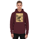 Front view of a burgundy unisex Calm Shore hoodie by Arvenzo, featuring a casual fit and soft fabric.