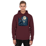 Front view of a burgundy Arvenzo Silver Howl hoodie for unisex wear, showcasing a simple, stylish hoodie design.