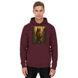Unisex burgundy Arvenzo Deep Timber hoodie with front design, soft fabric, and relaxed fit, shown from the front view.