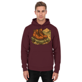 Front view of burgundy Arvenzo Trail Rest Hoodie, a unisex casual hoodie with a simple design and soft fabric.