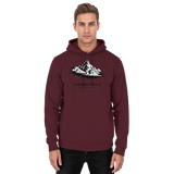 Front view of Arvenzo Summit Point unisex burgundy hoodie with a simple design and adjustable drawstring hood.