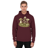 Unisex Burgundy Forest Floor Hoodie by Arvenzo, front view showing simple design and cozy fabric.
