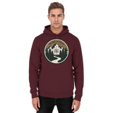 Front view of Arvenzo Trail Crest unisex burgundy hoodie, showcasing a basic design with a comfortable fit and soft fabric.